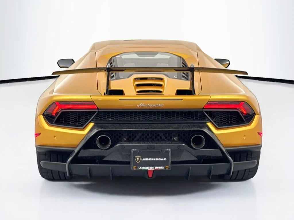 2018 Lamborghini Huracán Performante, rear three-quarter view, Gold