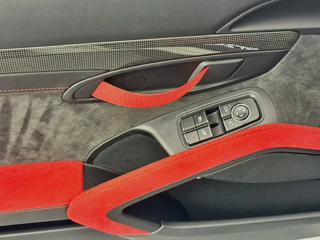 2018 Porsche 911 GT2 RS interior, door panel, Black, with red accents