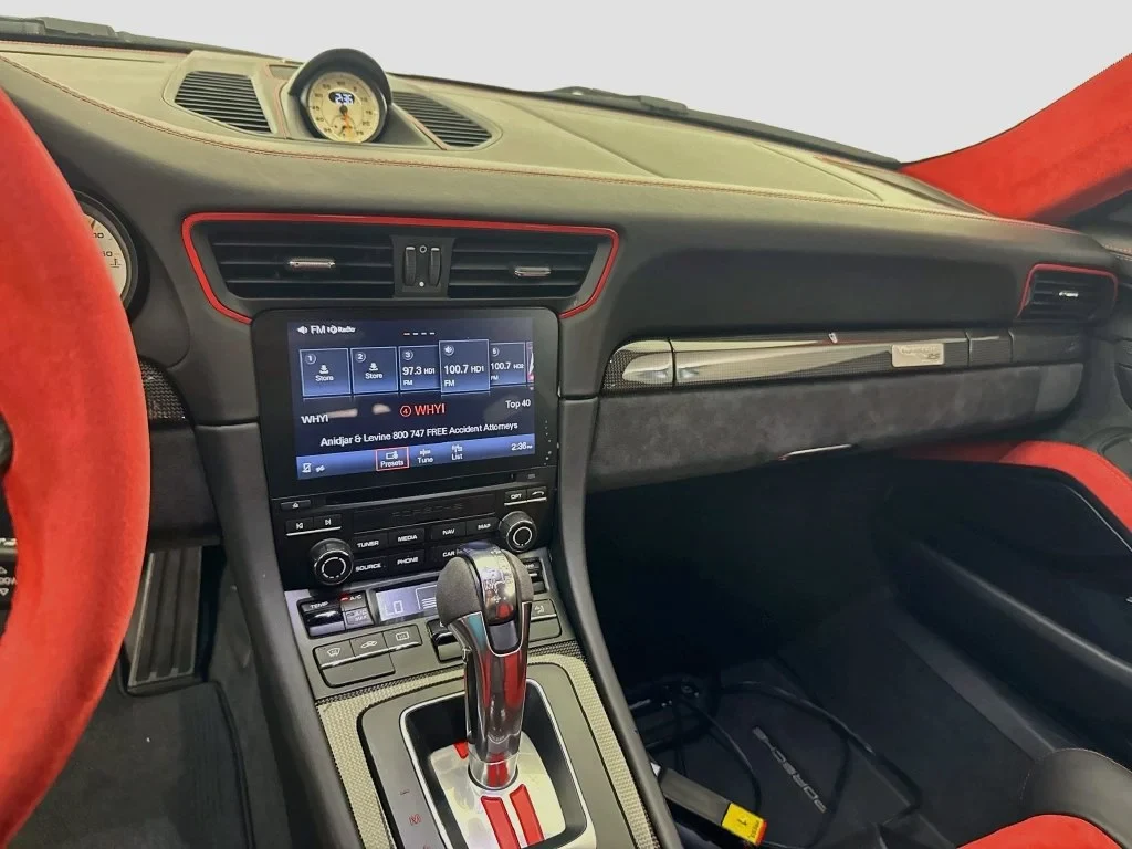 2018 Porsche 911 GT2 RS interior, dashboard, Black, with red accents