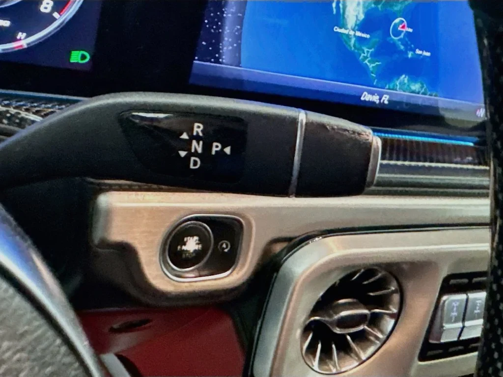 2020 Mercedes-AMG G 63 interior, center console, designo Classic Red and Black Nappa