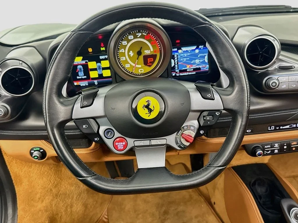 2021 Ferrari F8 Spider interior, dashboard, Tan leather (as seen in the photographs)