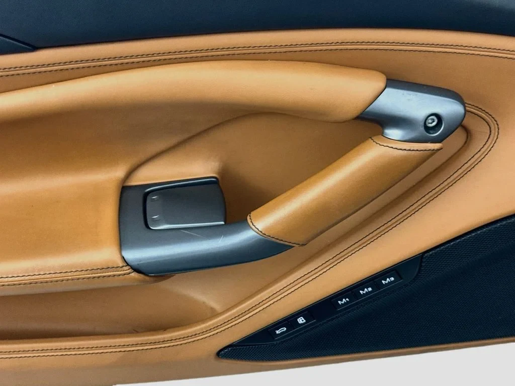 2021 Ferrari F8 Spider interior, door panel, Tan leather (as seen in the photographs)