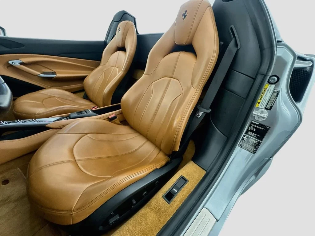 2021 Ferrari F8 Spider interior, seats, Tan leather (as seen in the photographs)