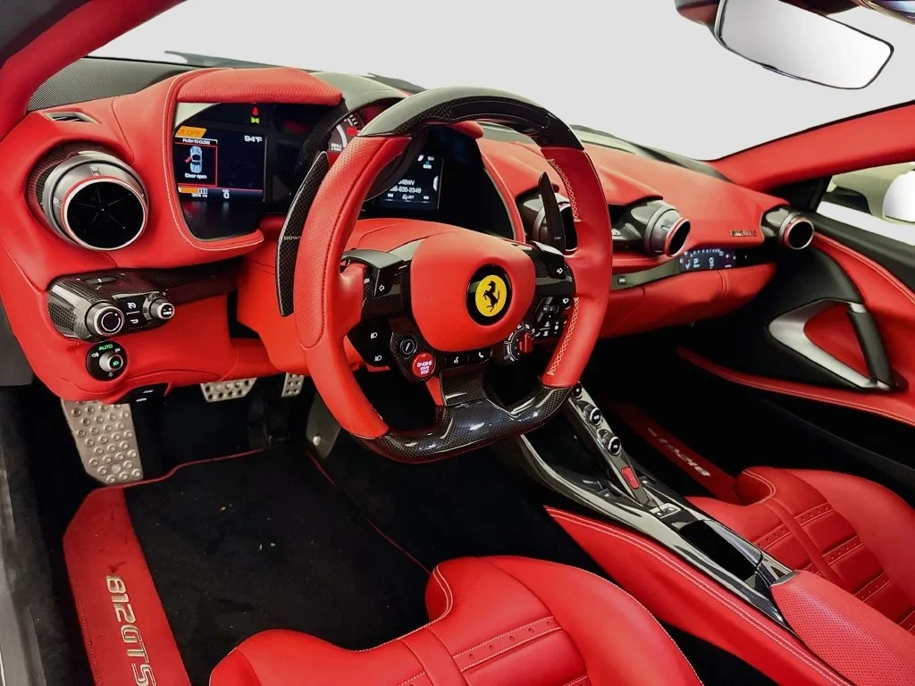 2022 Ferrari 812 GTS interior, dashboard, Rosso Ferrari