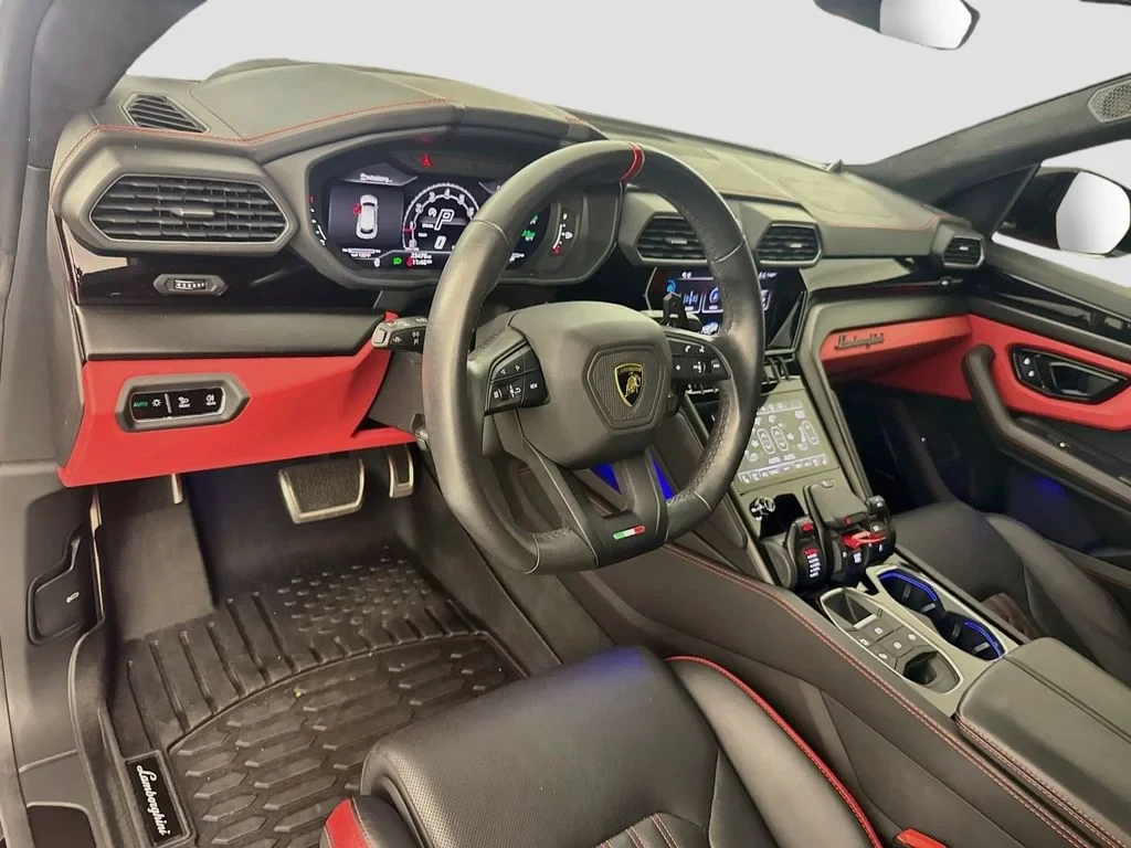 2023 Lamborghini Urus S interior, dashboard, Black, with red accents