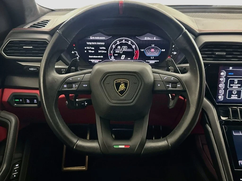 2023 Lamborghini Urus S interior, Nero Ade, with red accents