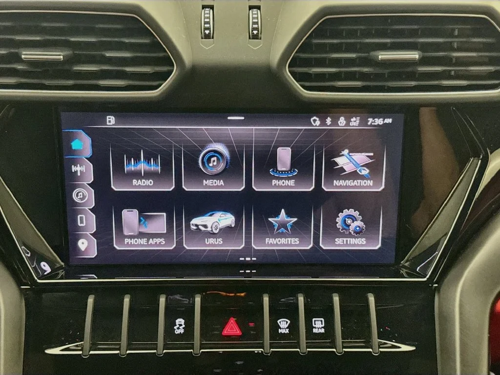 2023 Lamborghini Urus S interior, Nero Ade, with red accents