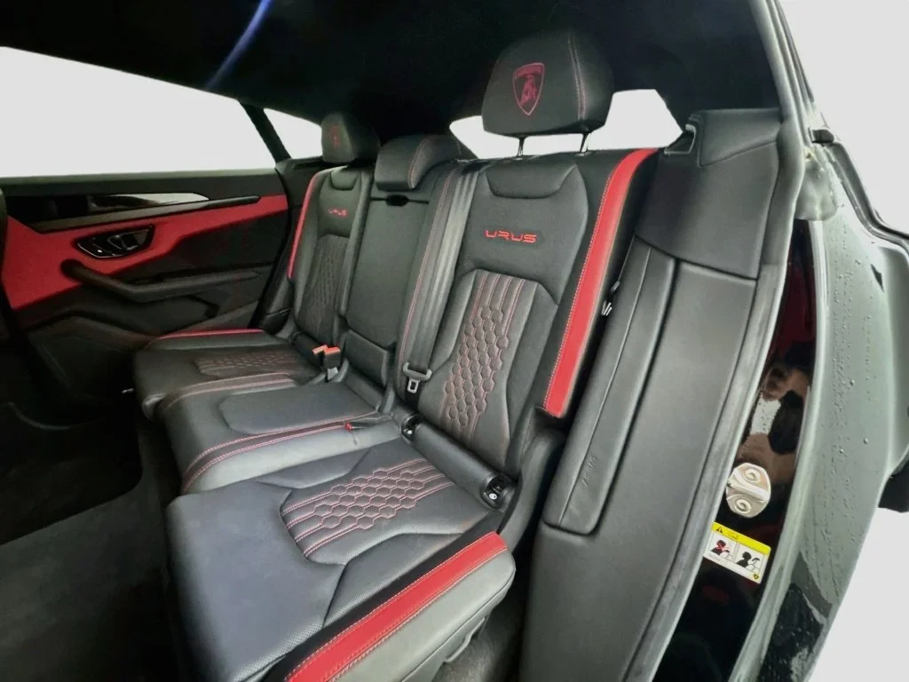 2023 Lamborghini Urus S interior, seats, Nero Ade, with red accents