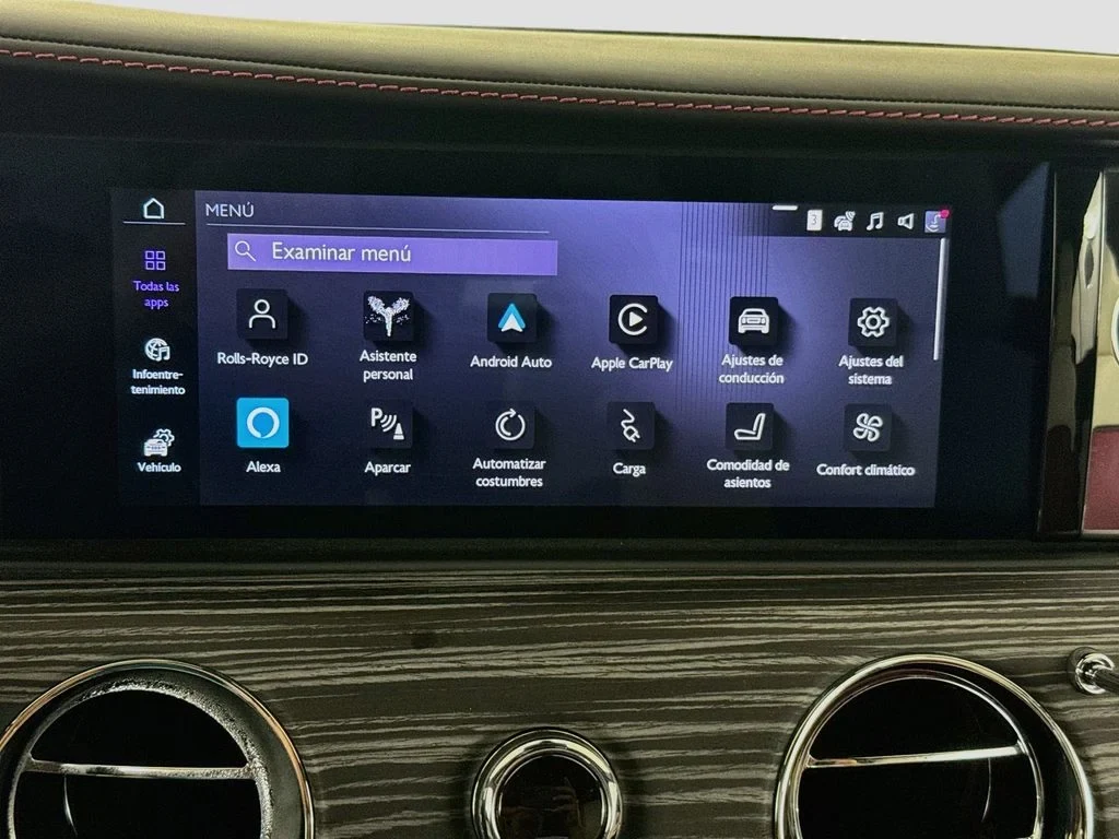 2024 Rolls-Royce Spectre interior, dashboard, Black, with red leather