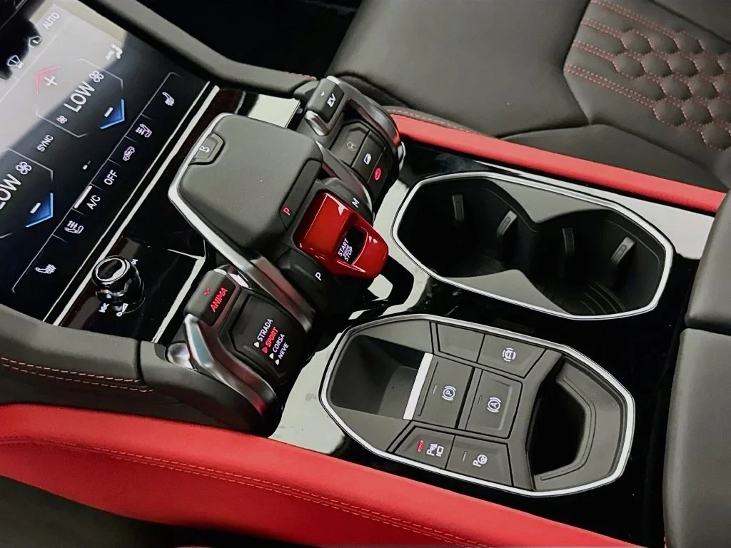 2026 Lamborghini Urus SE interior, center console, Rosso Burgundy