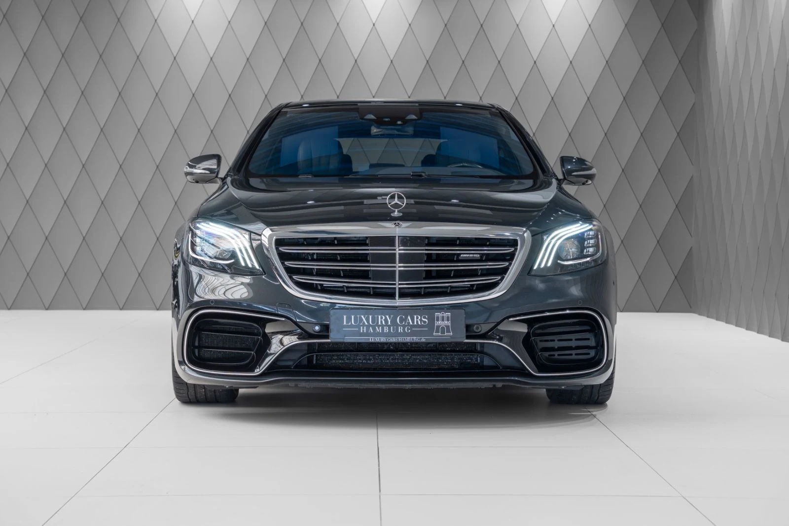 Black Mercedes-AMG S 63 4MATIC+ L, full front view