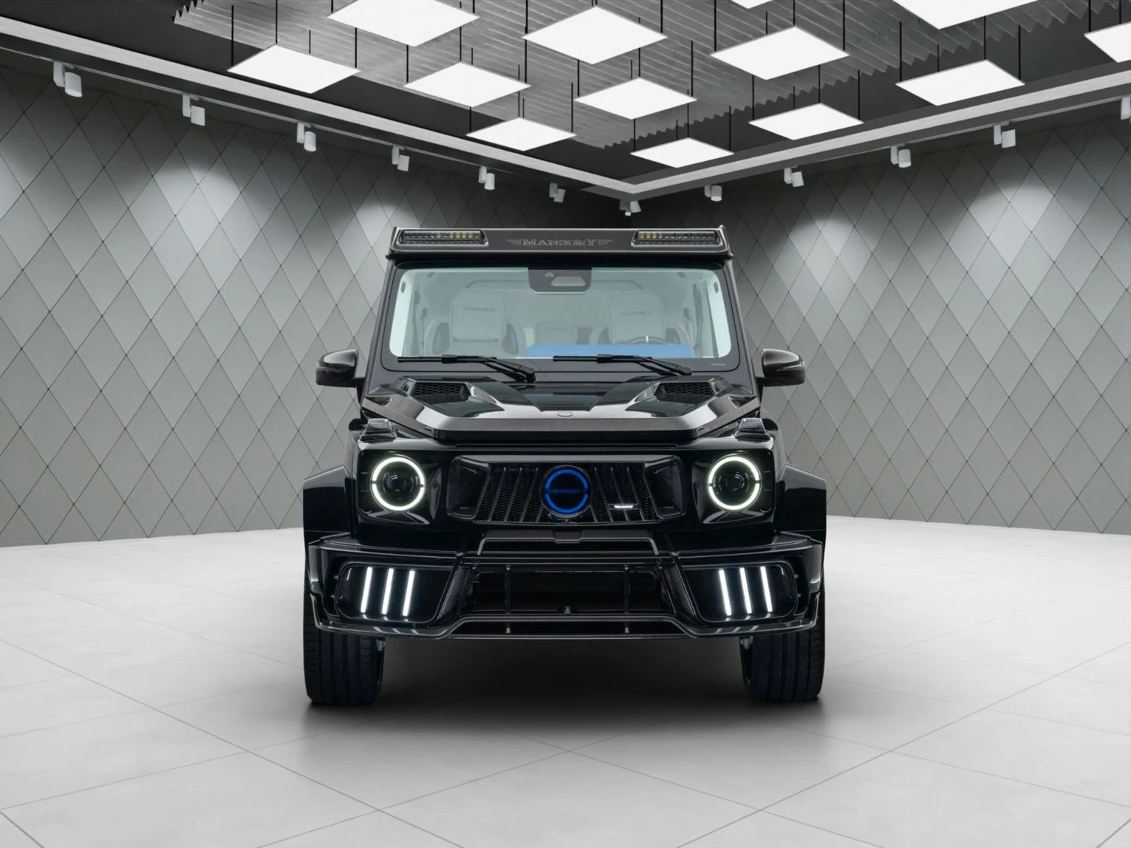 Black Mercedes-AMG G 63 MANSORY G820, full front view