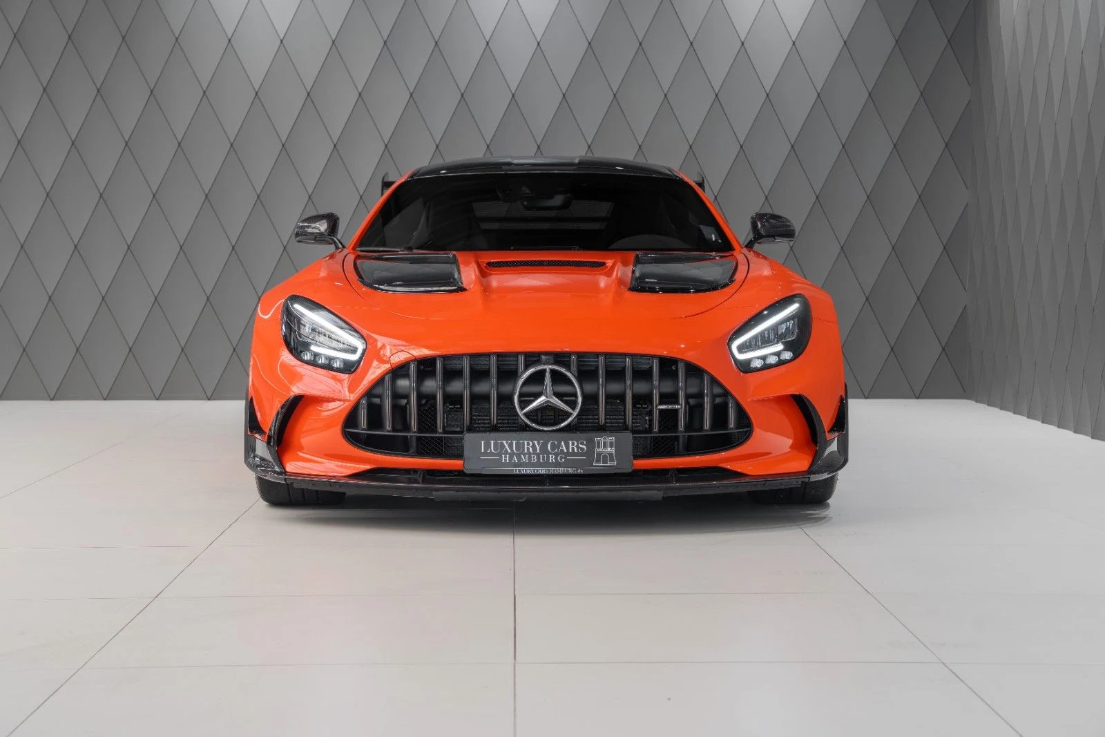 Orange Mercedes-AMG GT Black Series, full front view