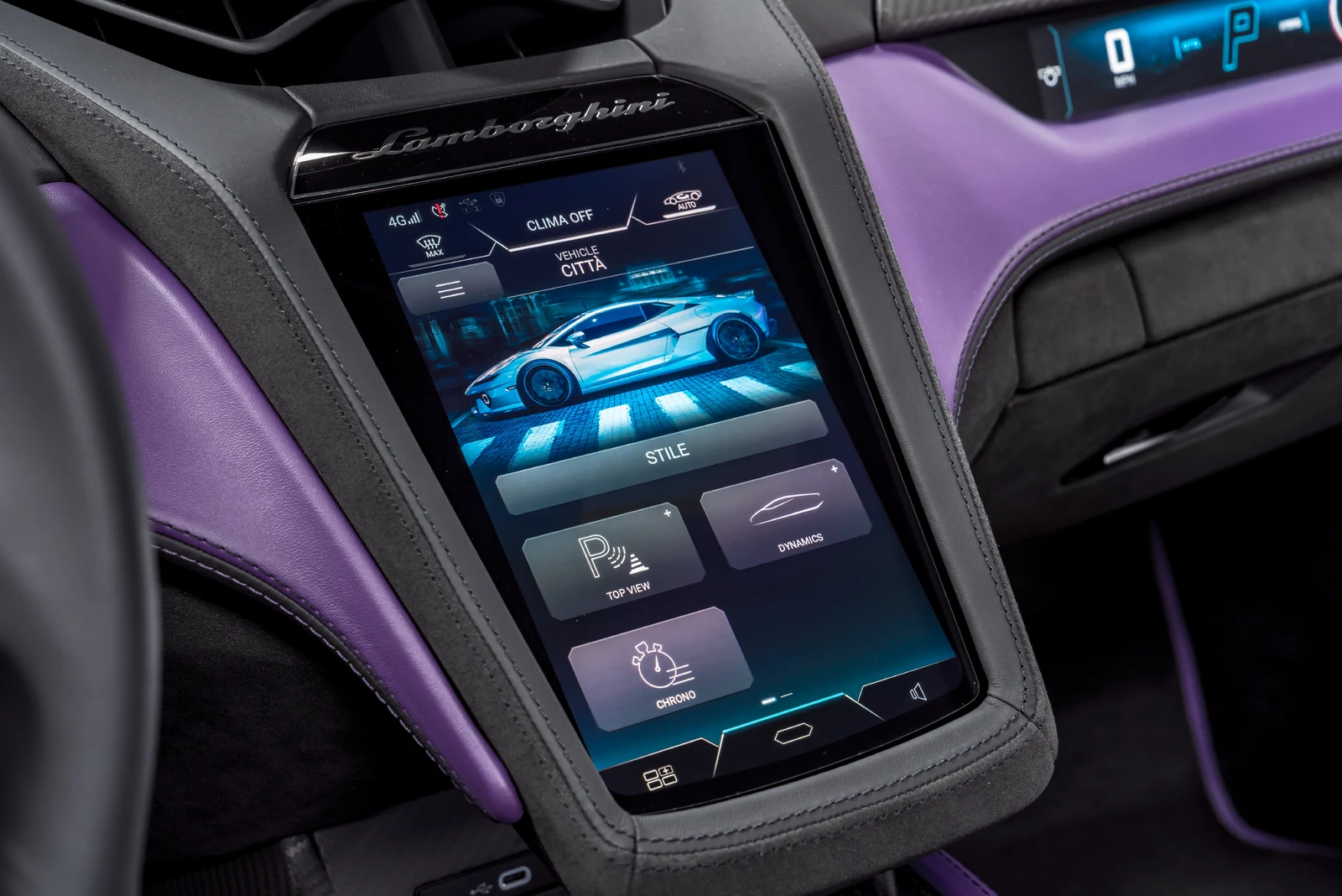 2026 Lamborghini Temerario interior, center console, Nero Ade leather
