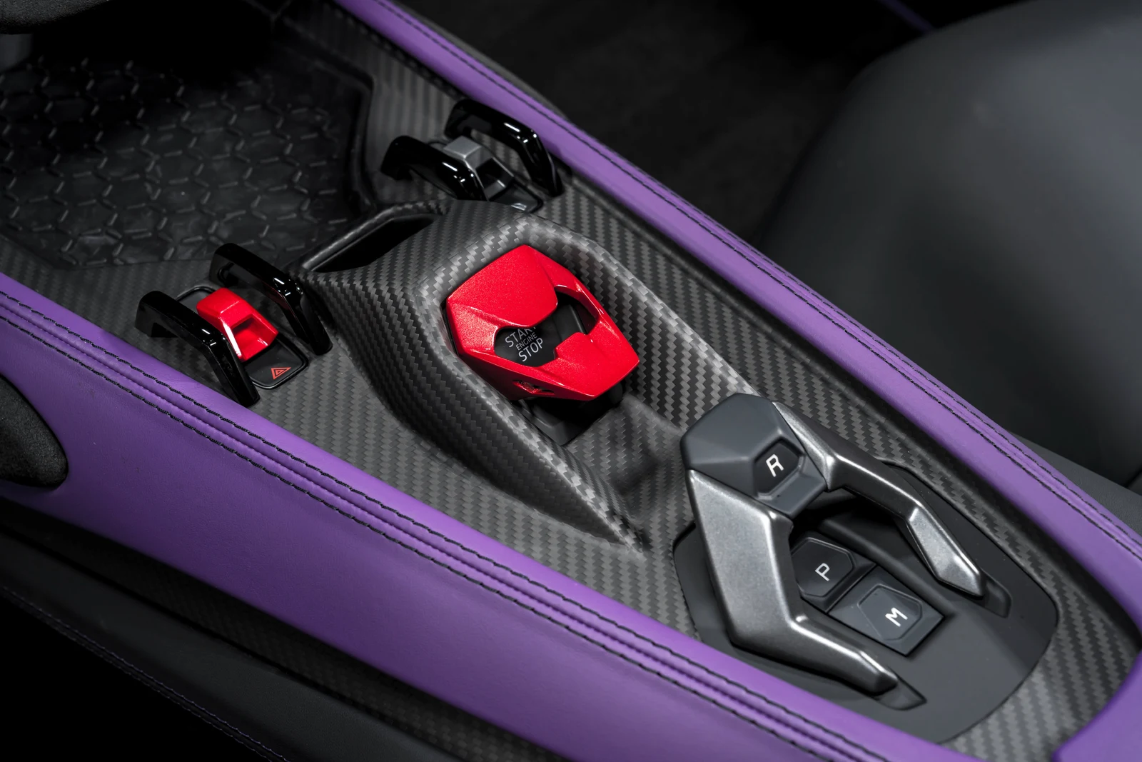 2026 Lamborghini Temerario interior, center console, Nero Ade leather