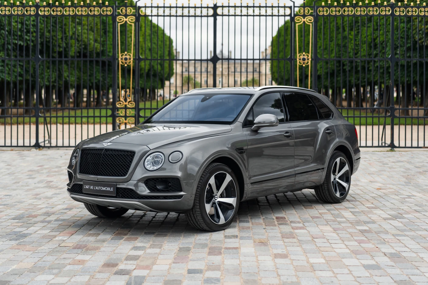 Gray Bentley Bentayga W12, full front three-quarter view