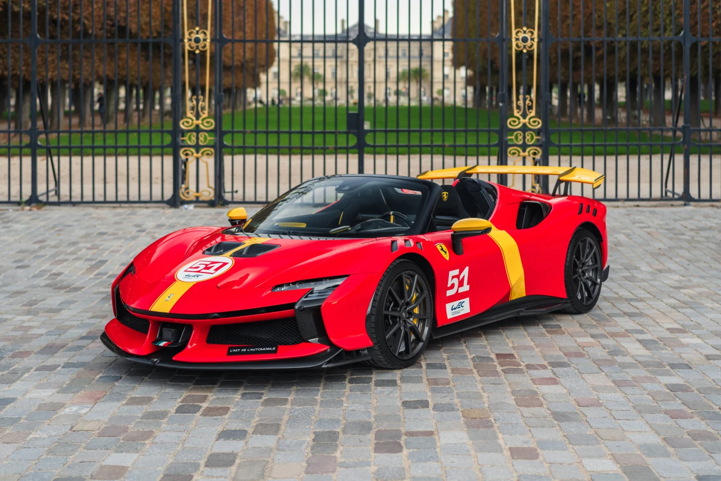 Red Ferrari SF90 XX Spider, full front three-quarter view