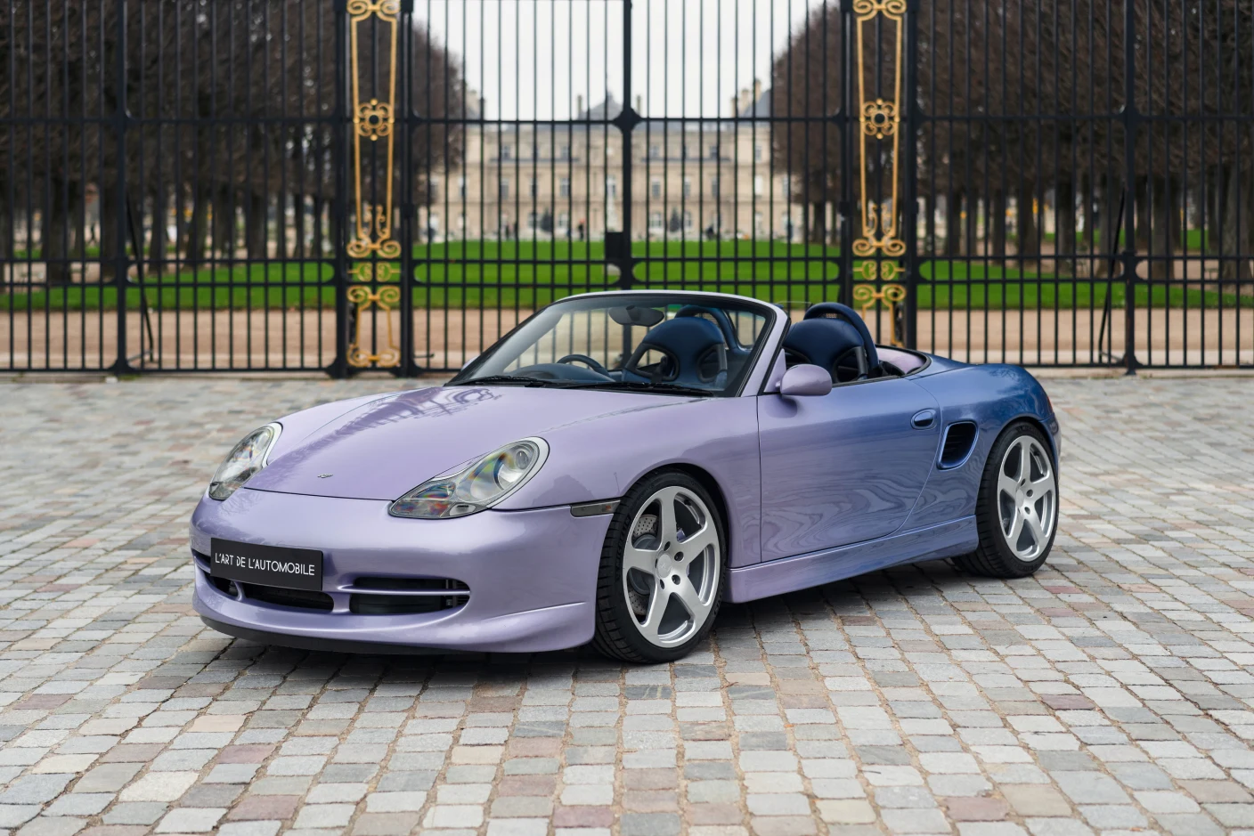 Purple-to-blue Porsche Boxster RUF 3400S, full front three-quarter view