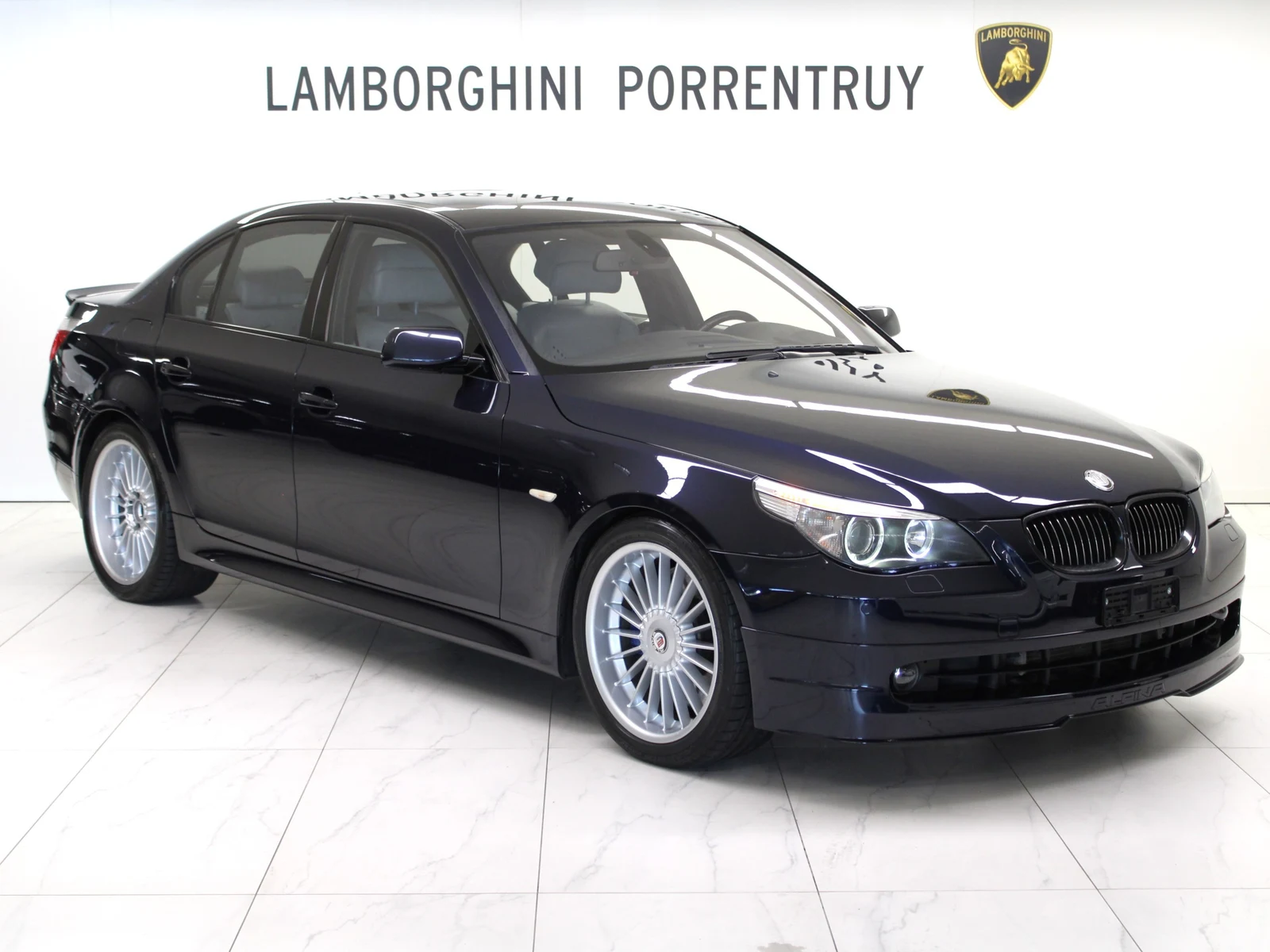 Blue ALPINA B5 (E60), full front three-quarter view