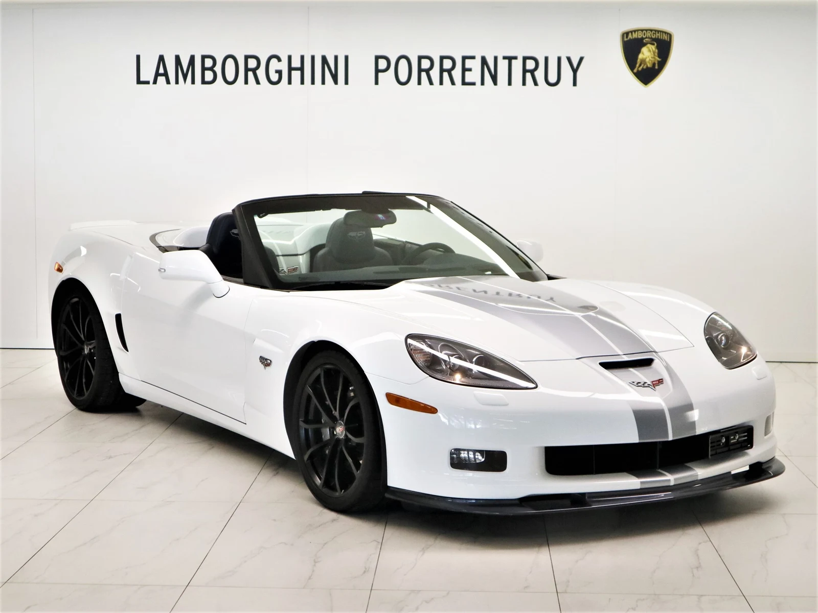 White Chevrolet Corvette 427 Convertible 60th Anniversary, full front three-quarter view