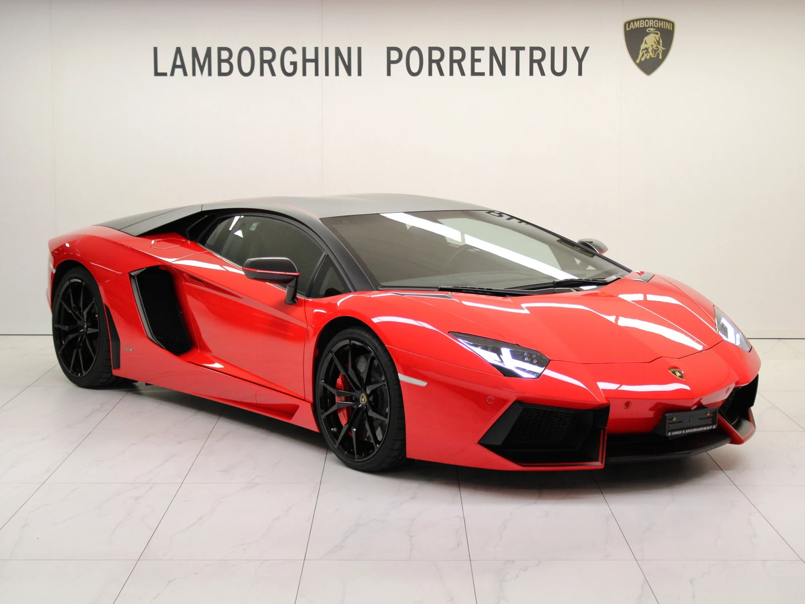 Red Lamborghini Aventador LP 700-4 Pirelli Edition, full front three-quarter view