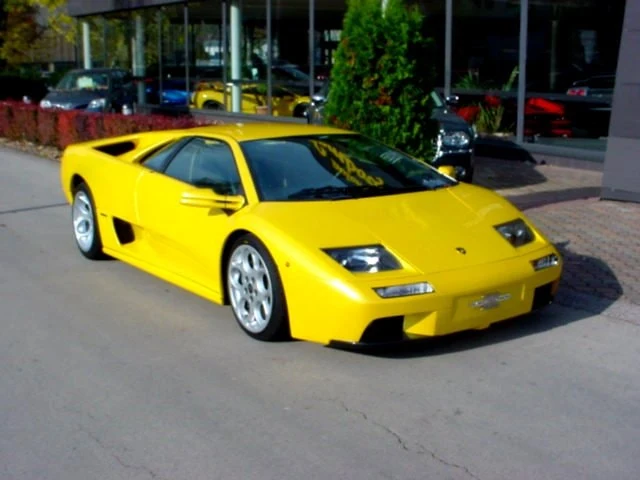 Yellow Lamborghini Diablo 6.0, full front three-quarter view