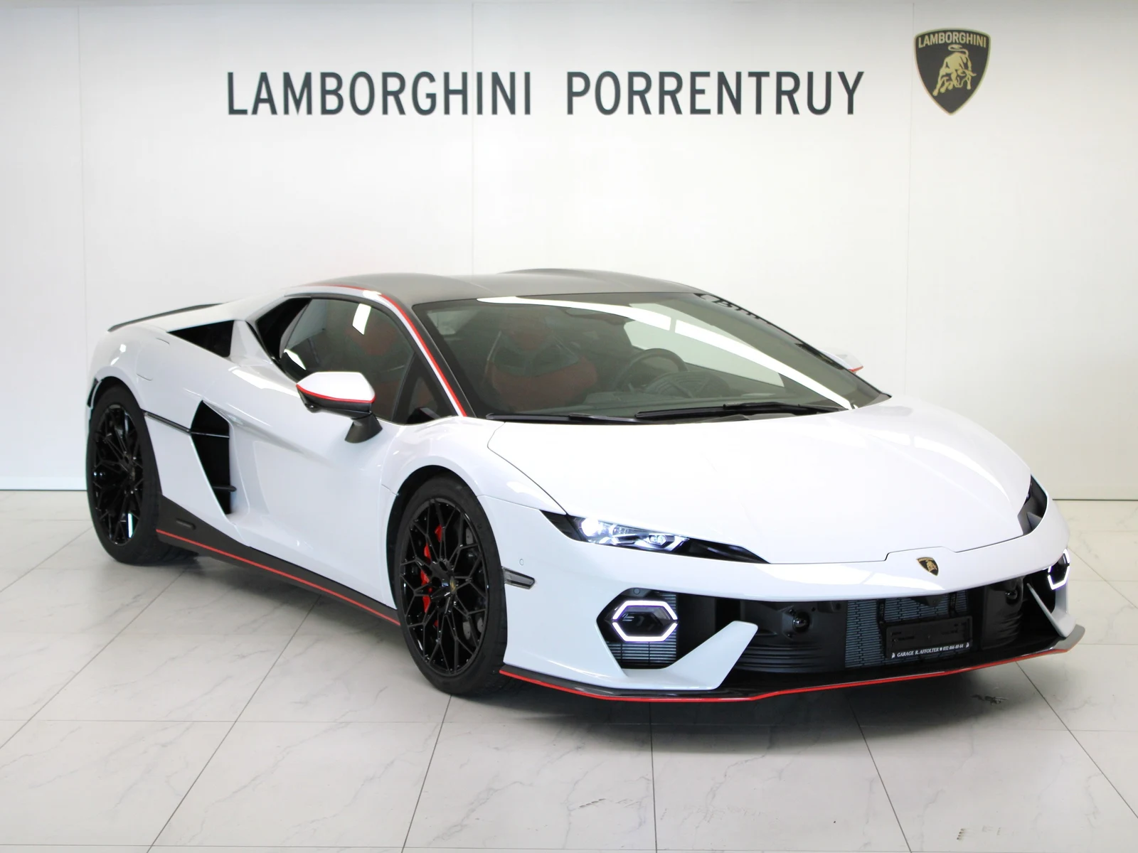 White Lamborghini Temerario, full front three-quarter view