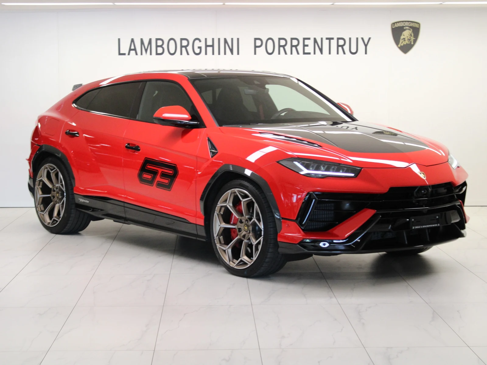 Red Lamborghini Urus Performante, full front three-quarter view