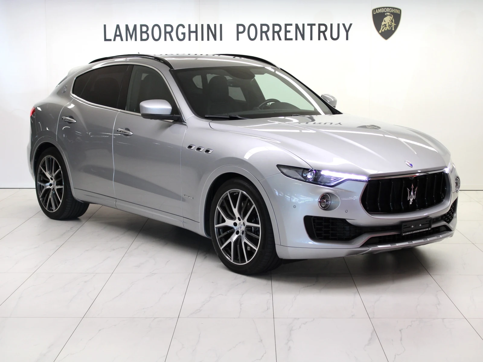 Gray Maserati Levante S, full front three-quarter view
