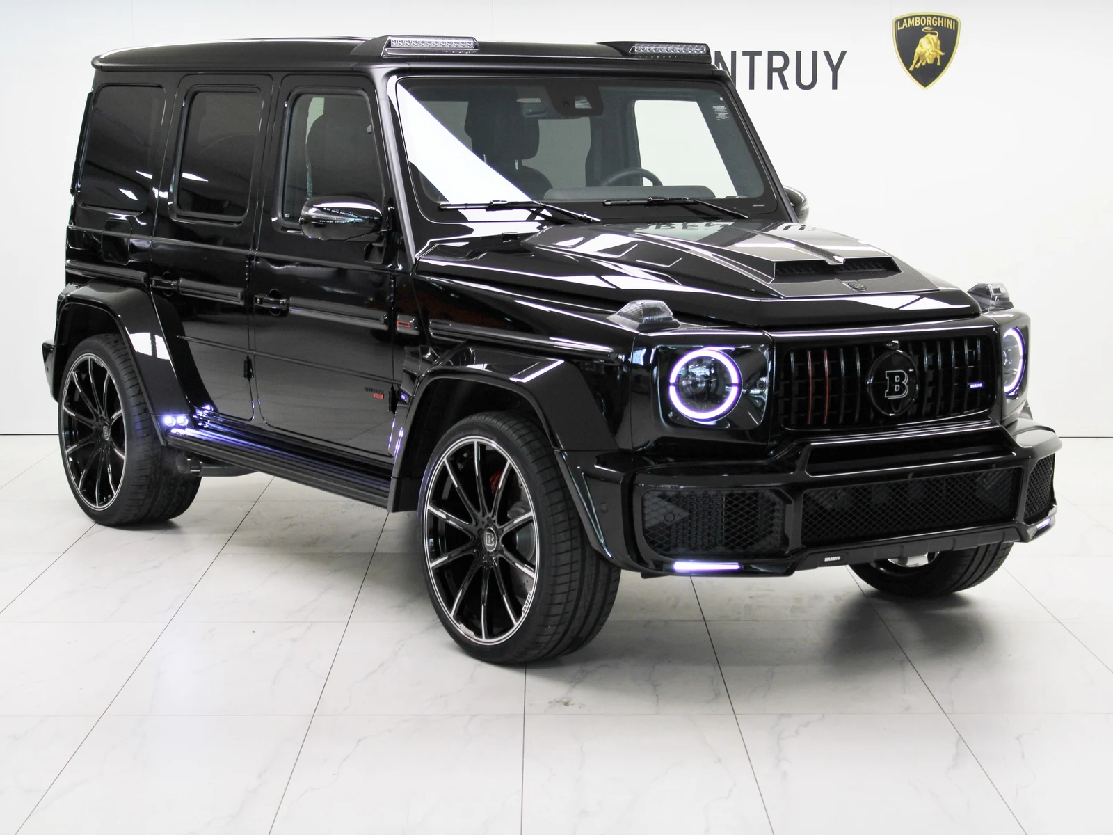 Black BRABUS 800 Widestar (G 63), full front three-quarter view