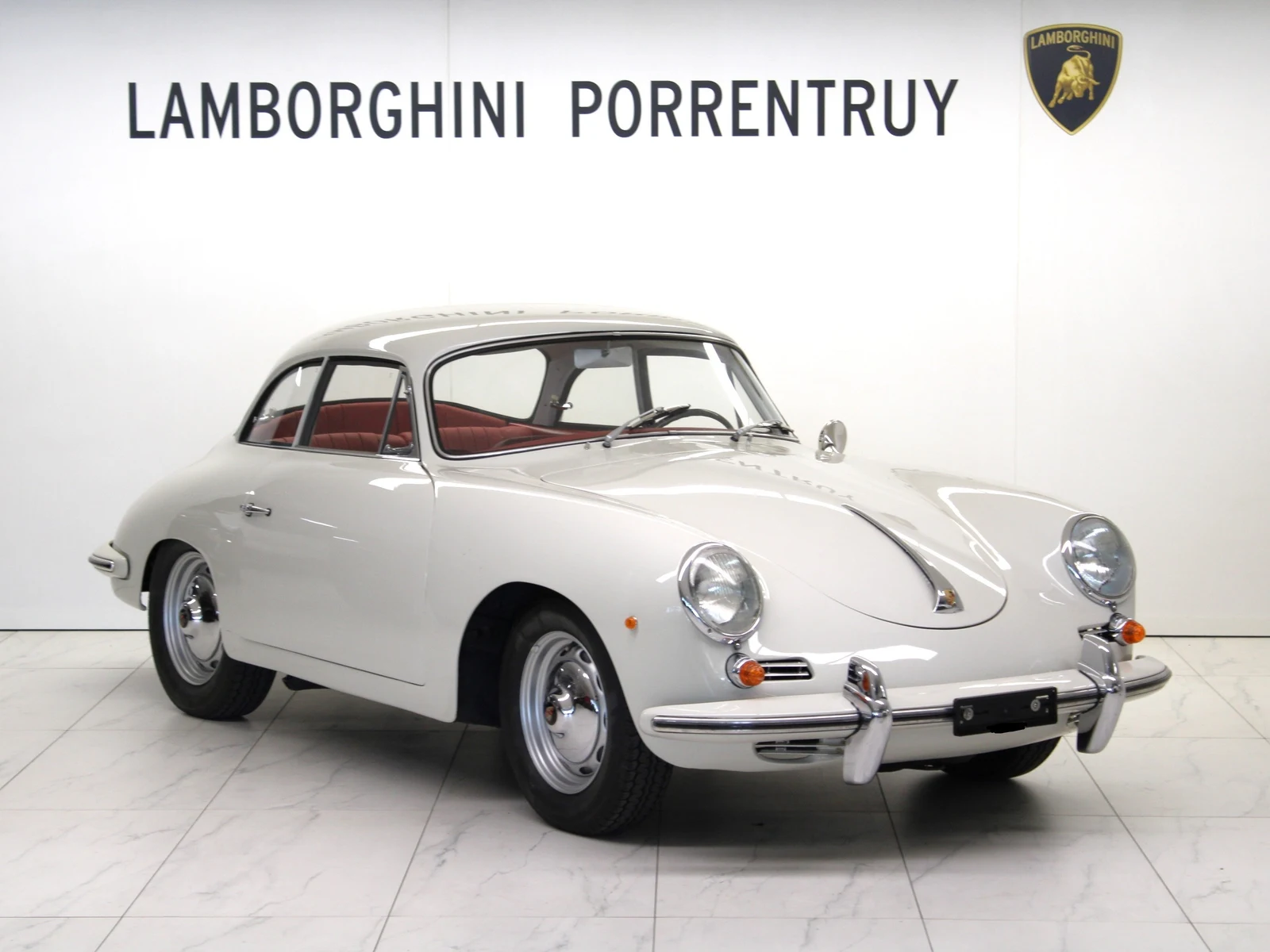 White Porsche 356 B 1600 Super, full front three-quarter view