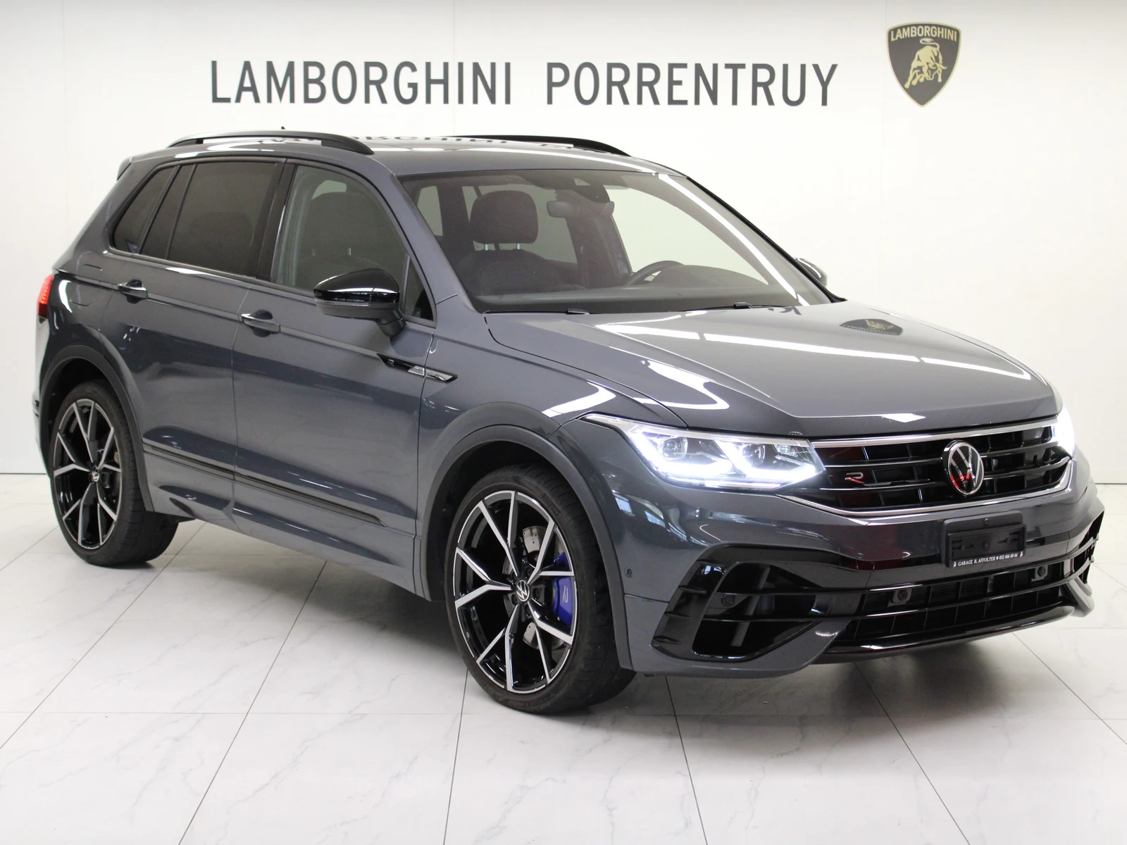 Anthracite gray Volkswagen Tiguan R, full front three-quarter view