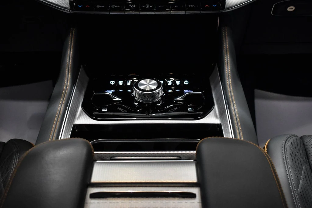 2022 Jeep Grand Wagoneer Series III interior, center console, Blue Agave