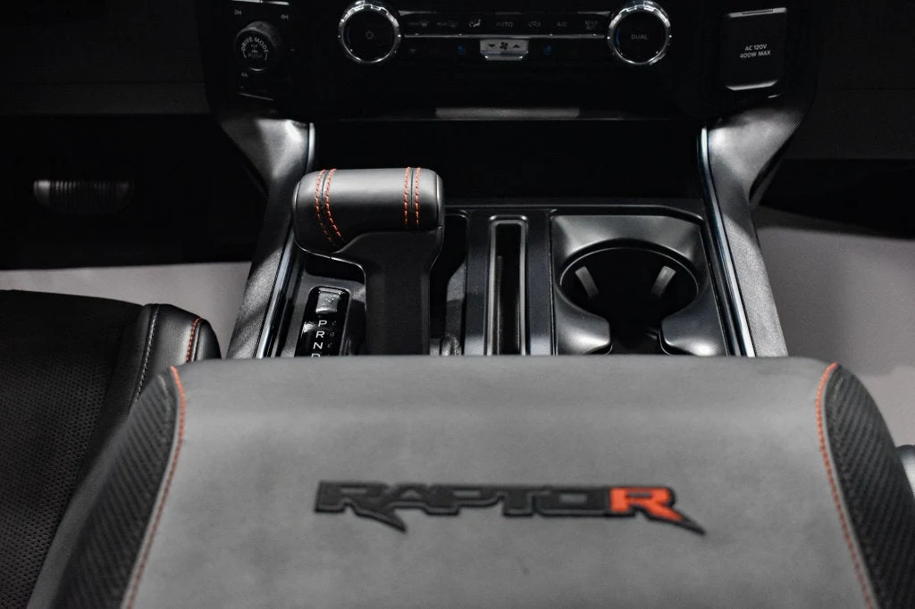 2025 Ford F-150 Raptor R interior, center console, Black