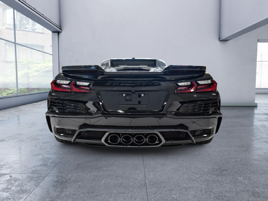 2026 Chevrolet Corvette Z06 Convertible, rear three-quarter view, Black