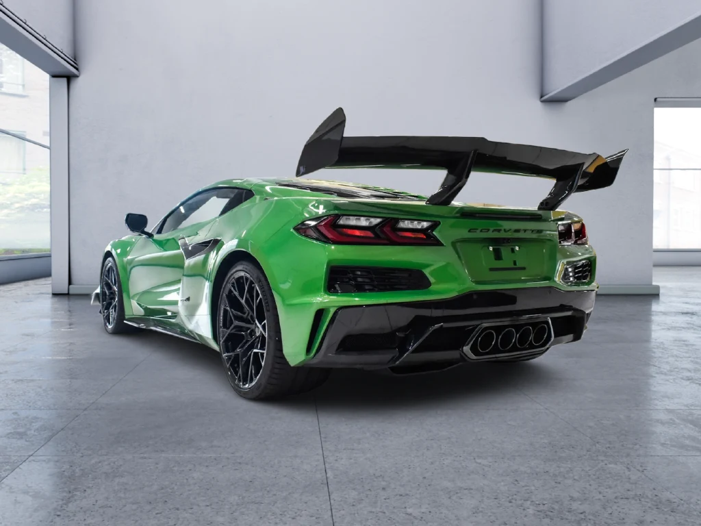 2026 Chevrolet Corvette ZR1, rear three-quarter view, Green
