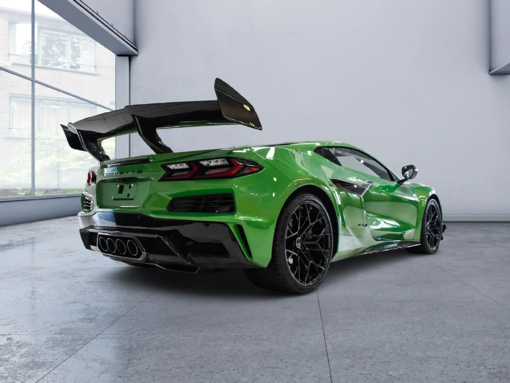 2026 Chevrolet Corvette ZR1, rear three-quarter view, Green