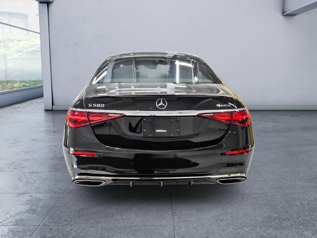 2026 Mercedes-Benz S 580 4MATIC, rear three-quarter view, Black