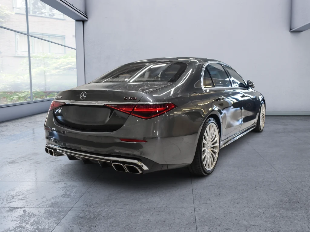 2024 Mercedes-AMG S 63 E PERFORMANCE, rear three-quarter view, Grey