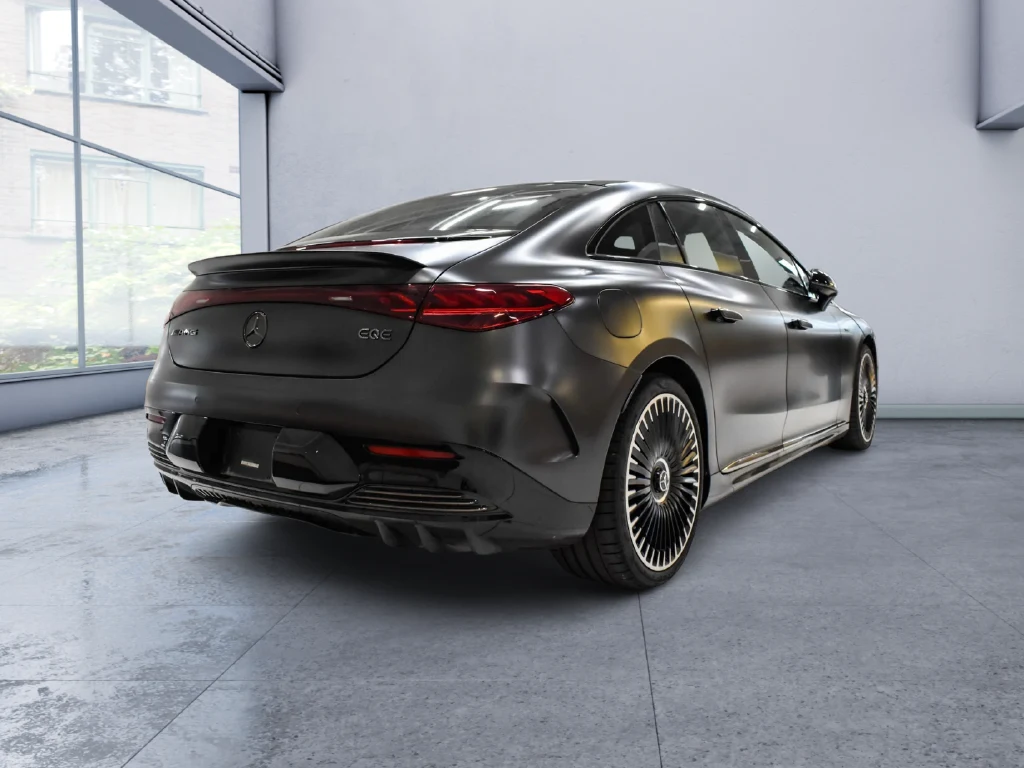 2025 Mercedes-AMG EQE 4MATIC+ Sedan, rear three-quarter view, Grey