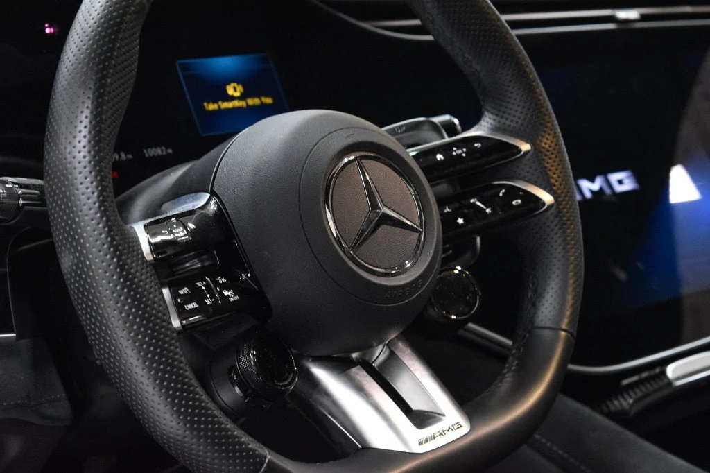 2025 Mercedes-AMG EQE 4MATIC+ Sedan interior, steering wheel, Black/Space Grey