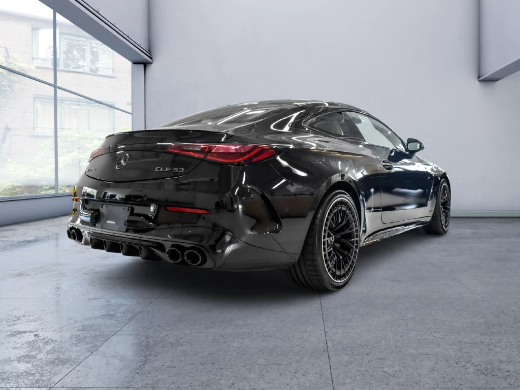 2025 Mercedes-AMG CLE 53 4MATIC+ Coupe, rear three-quarter view, Black