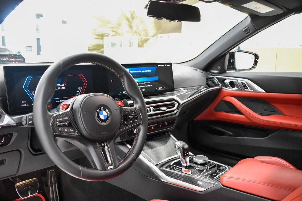2024 BMW M4 Competition Convertible interior, dashboard, Fiona Red/Black