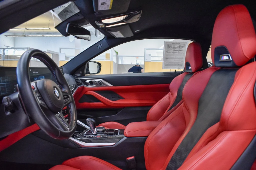 2024 BMW M4 Competition interior, seats, Fiona Red/Black