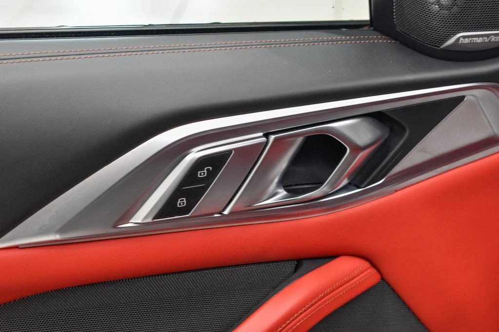 2024 BMW M4 Competition interior, door panel, Fiona Red/Black