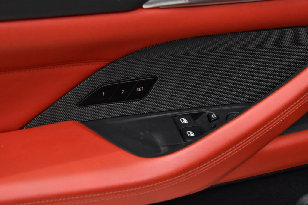2024 BMW M4 Competition interior, door panel, Fiona Red/Black