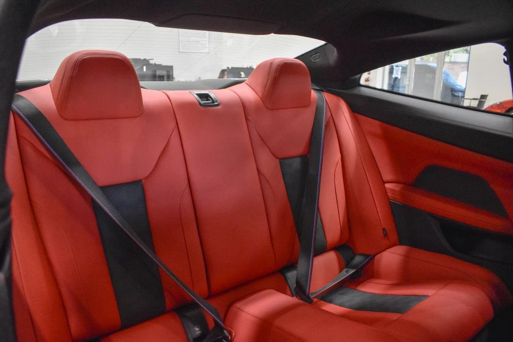 2024 BMW M4 Competition interior, seats, Fiona Red/Black