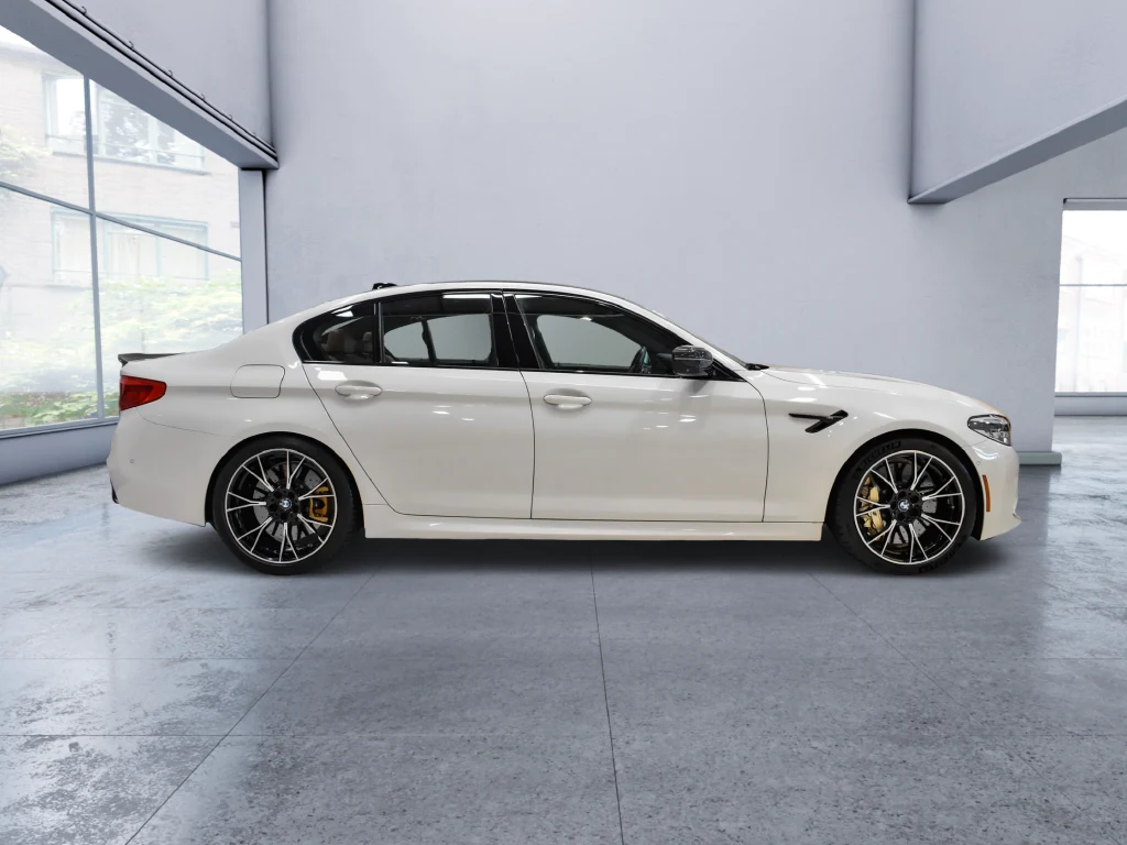2019 BMW M5 Competition, side profile, White