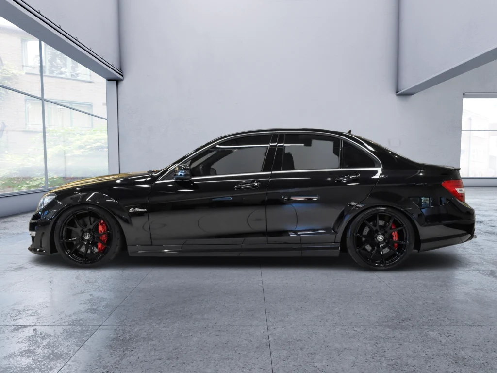 2013 Mercedes-Benz C 63 AMG Sedan, side profile, Black