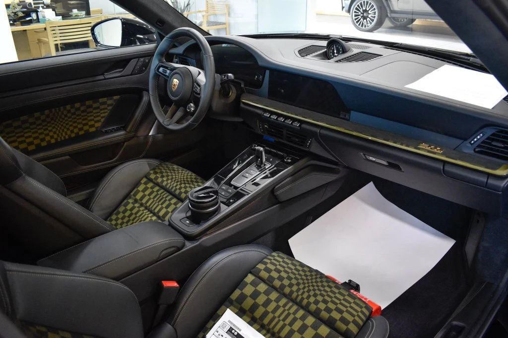 2026 Porsche 911 Spirit 70 interior, Basalt Black/Olive Neo